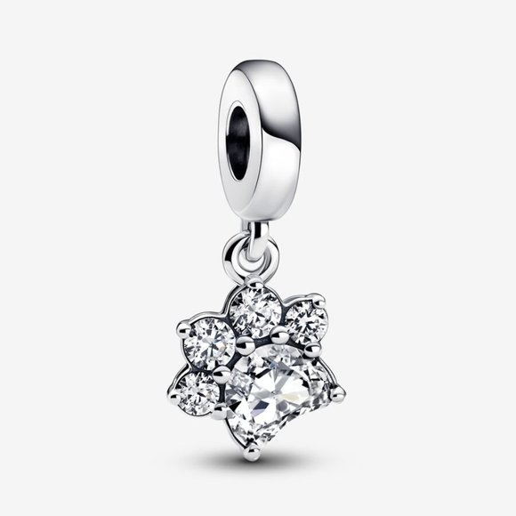 2022 New Sparkling Pet Paw Print Dangle Charm Fits All Pandora Bracelet - Picture 3 of 6
